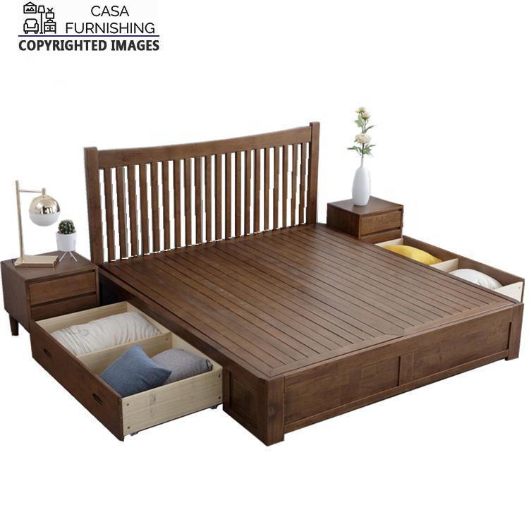 Wooden King/Queen Size Bed with Storage Lakdi Ka Bed Casa Furnishing