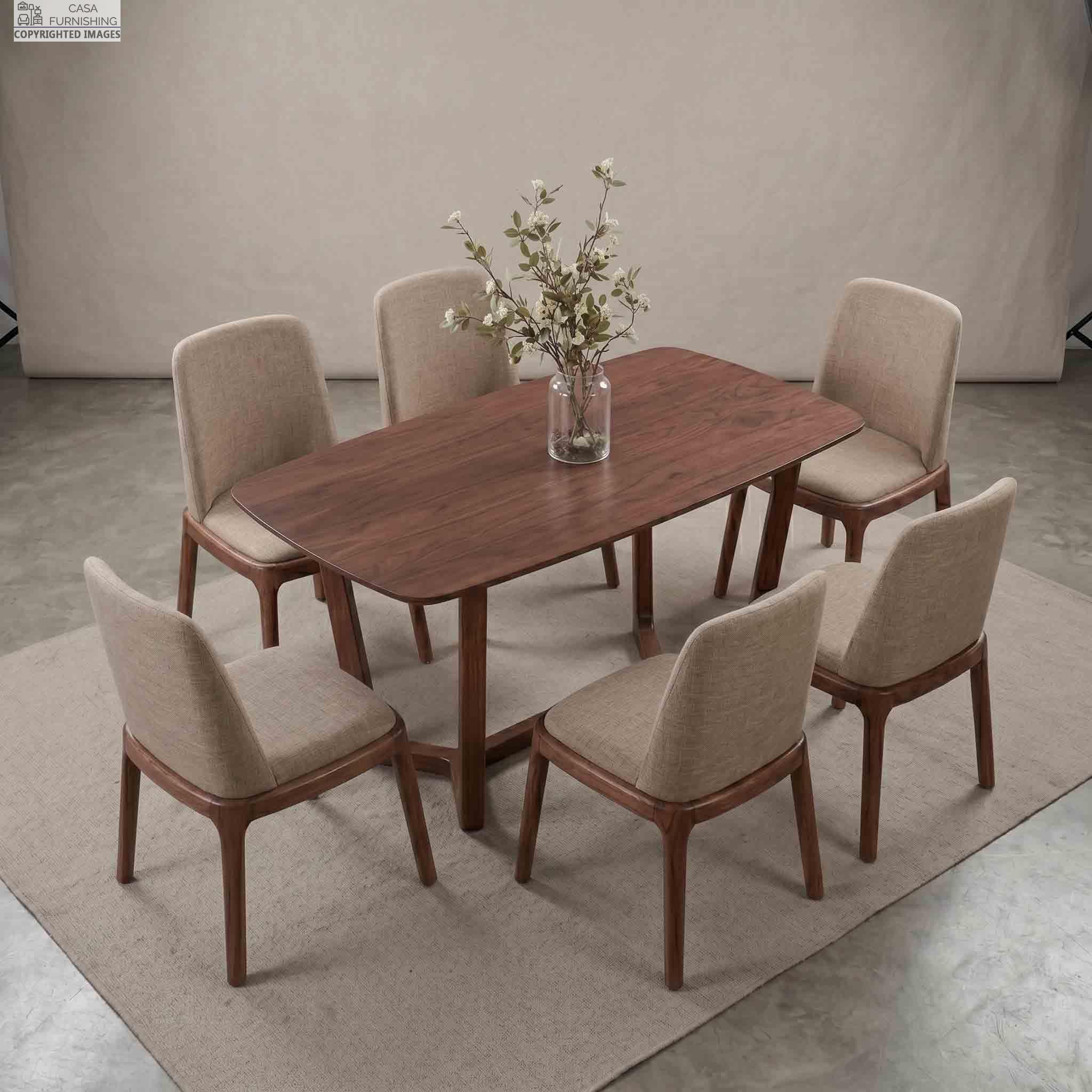 6-seater-solid-wood-dining-table-set-top-view