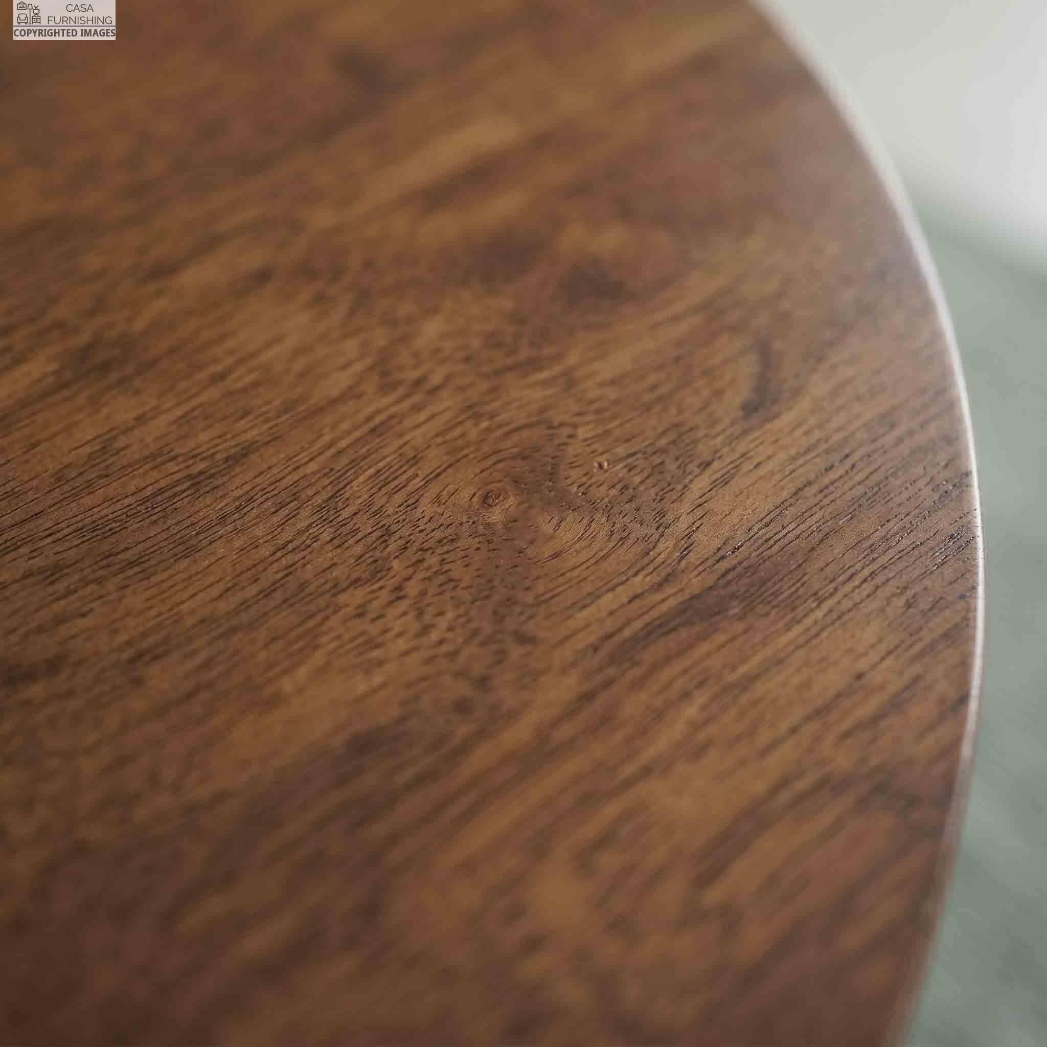 Close Up Detail of Premium Solid Wood Table Top with Natural Grain Finish