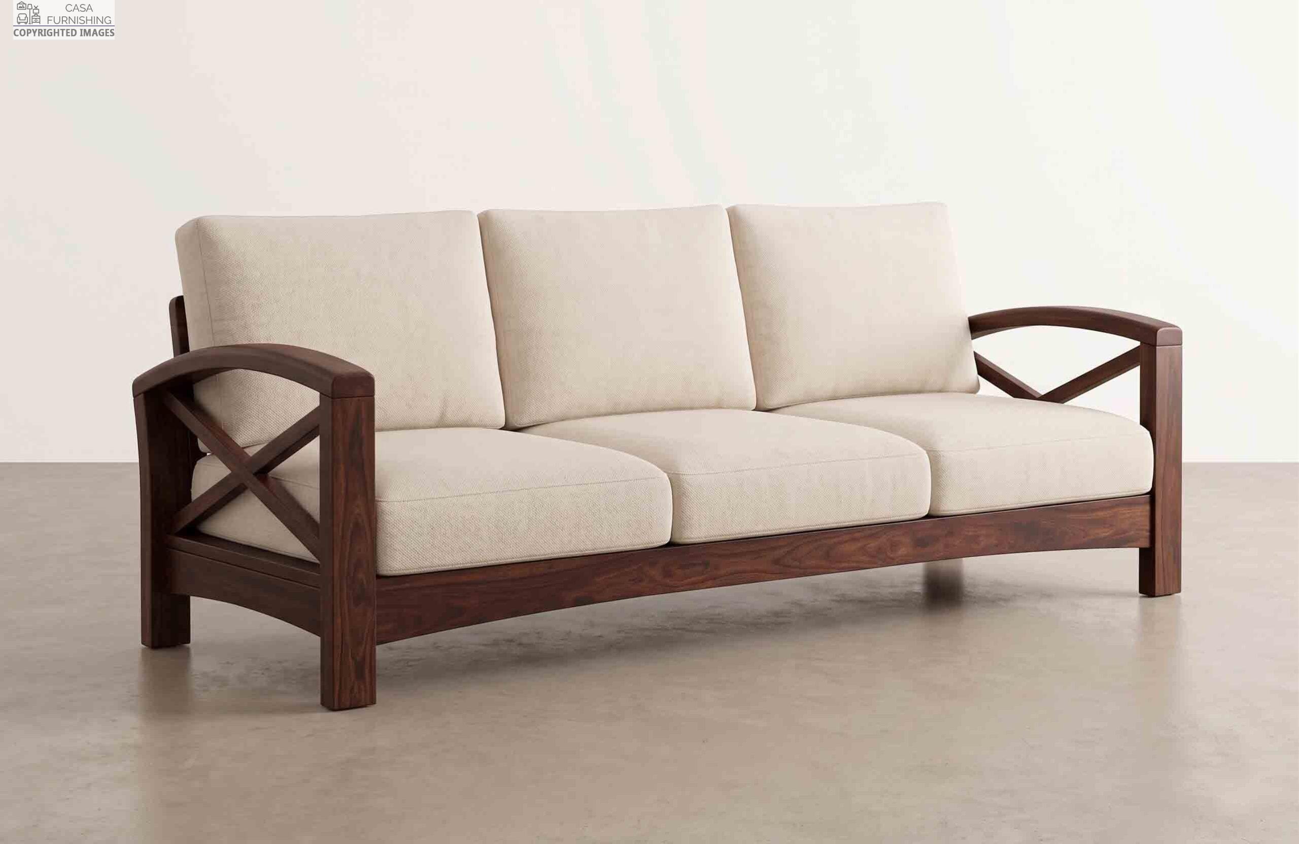Close Up of Luxury Wooden Sofa Frame and Cushion Fabric