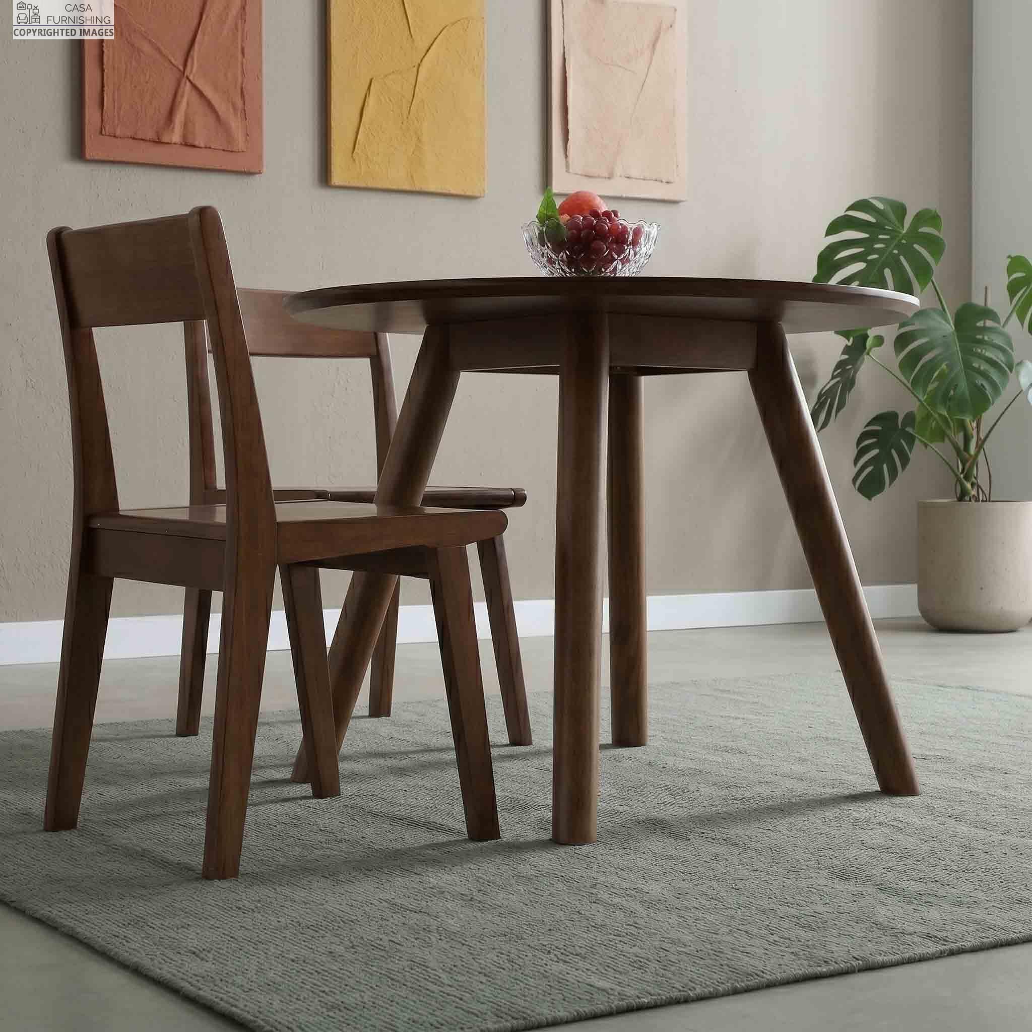 Contemporary 4 Seater Round Timber Dining Set for Compact Spaces