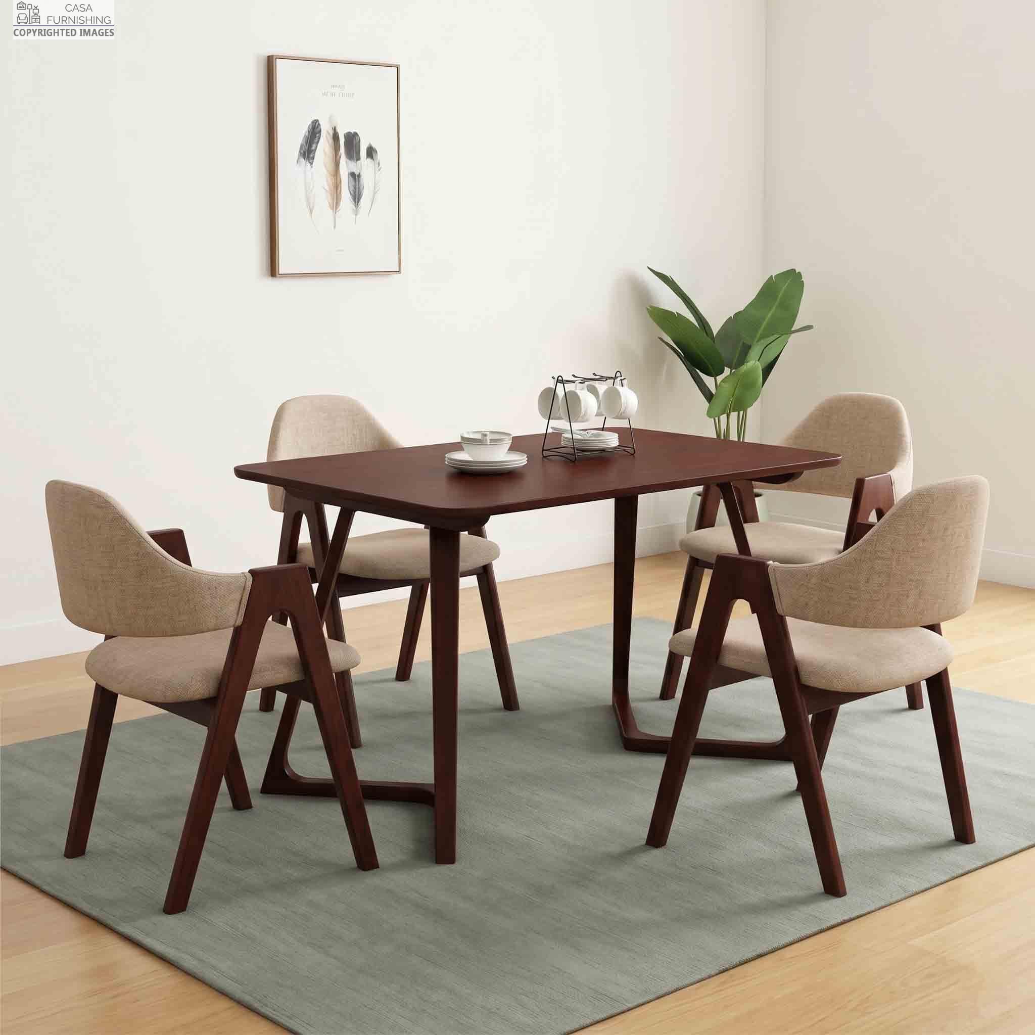 Minimalist Sheesham Wood 6 Seater Dining Room Furniture Set