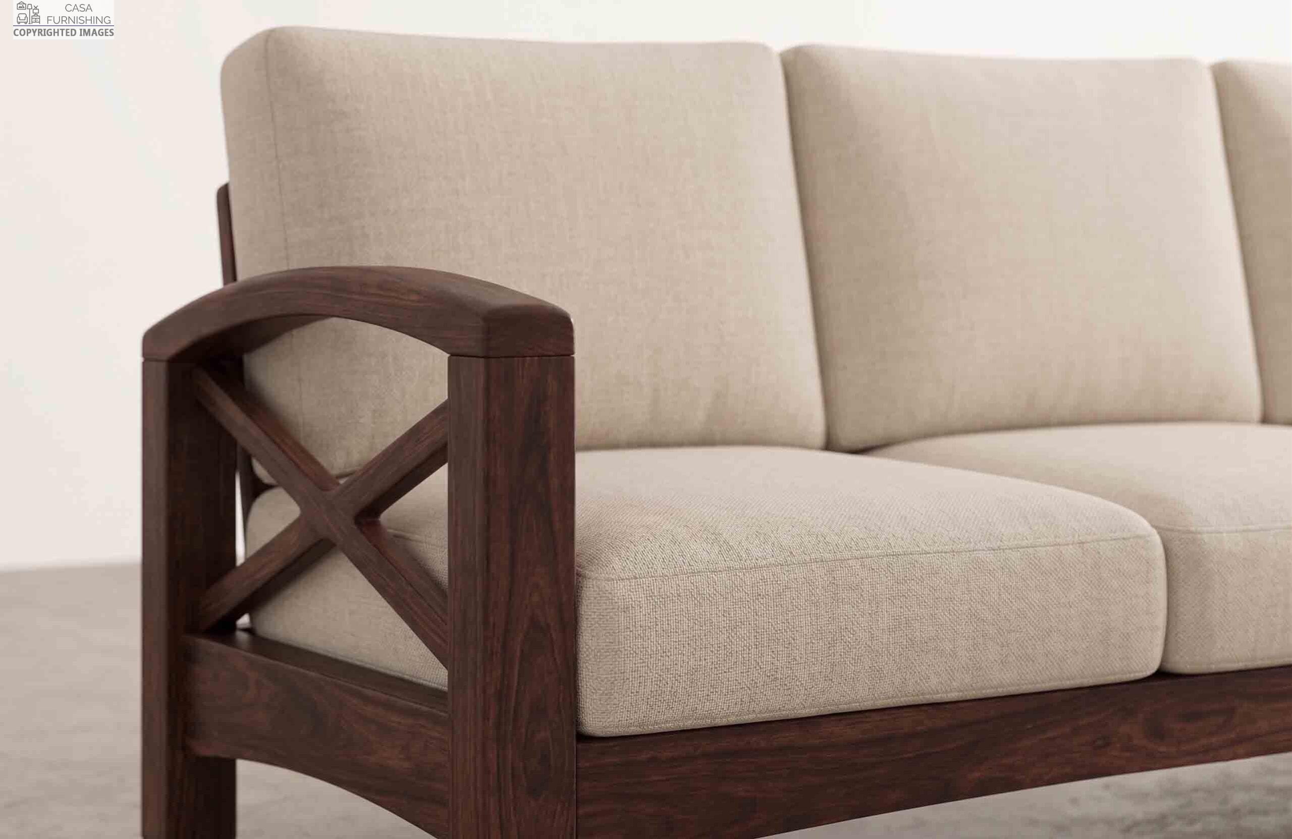 Modern Wooden 3 Seater Sofa Couch for Living Room