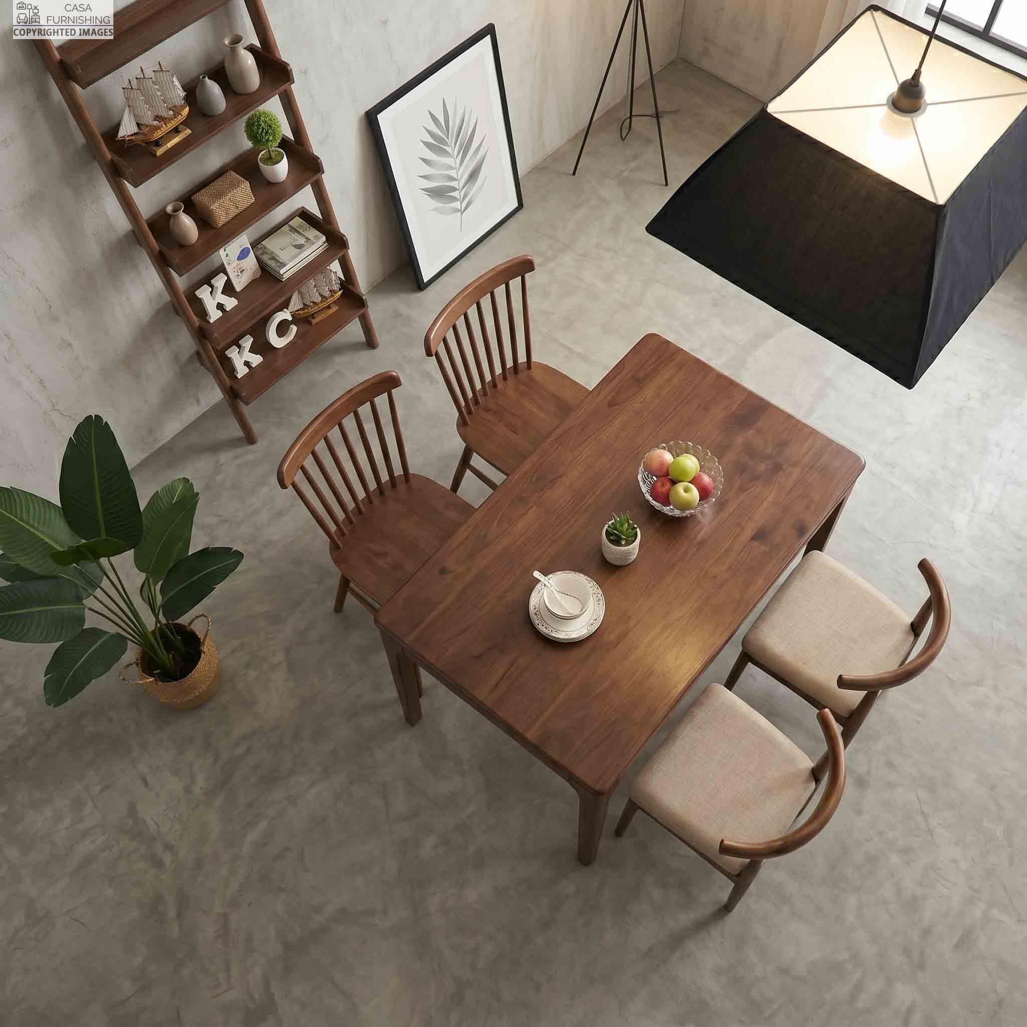 Modern Wooden Dining Table Set 4 Seater Top Angle View