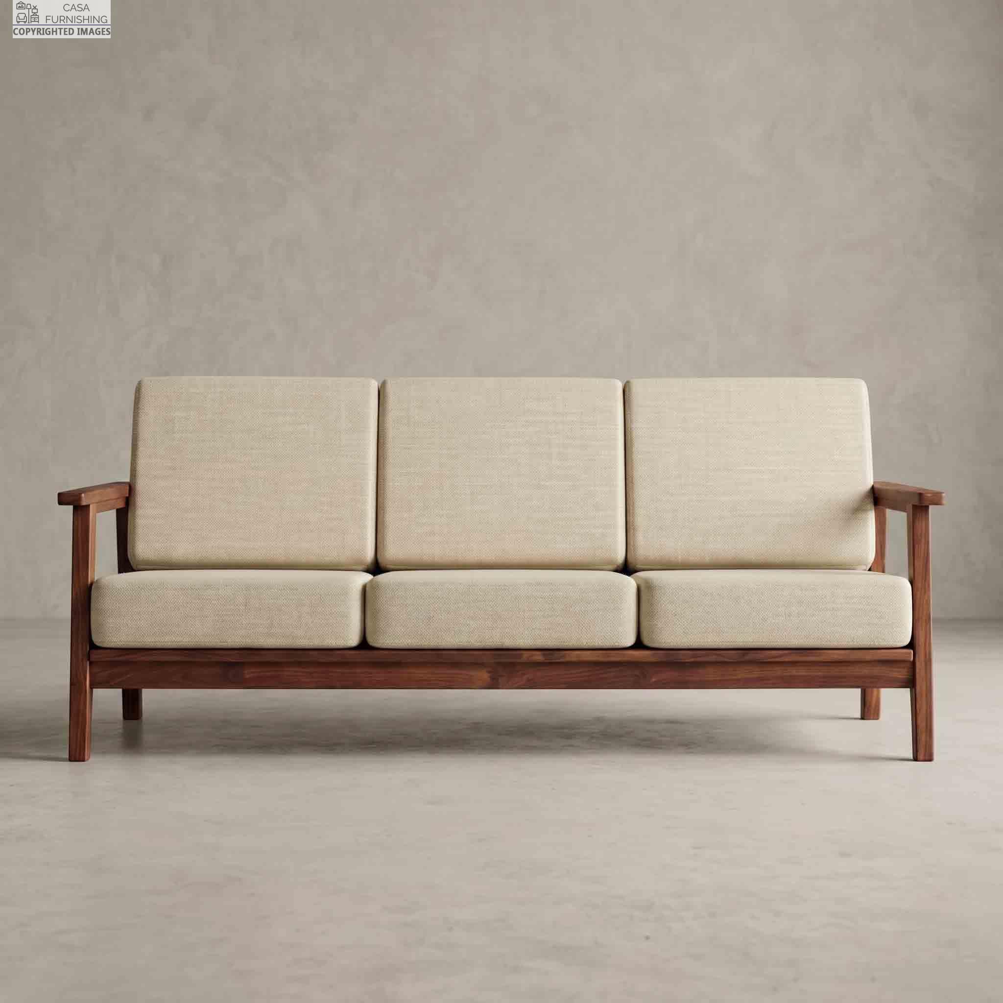 minimalist-sheesham-wood-3-seater-sofa-beige-fabric-front-view
