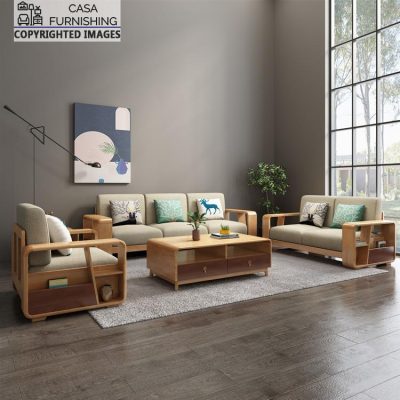 Wooden contemporary sofa set design