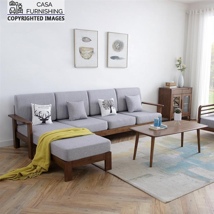 L Type Sofa Simple Wooden Sofa Set in Sheesham Casa Furnishing