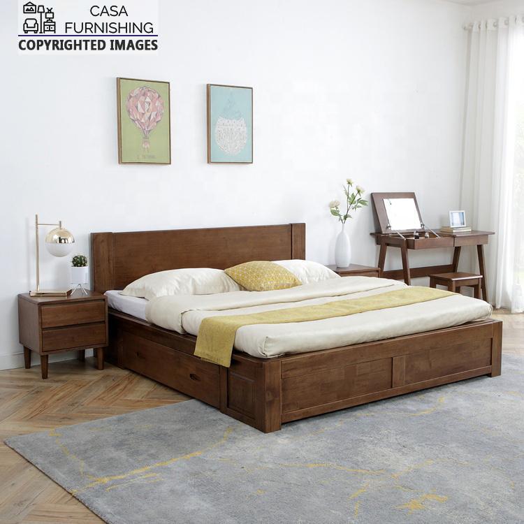 Wooden Bed with Drawers Design