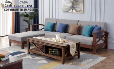 Modern Wooden Corner Sofa Set design