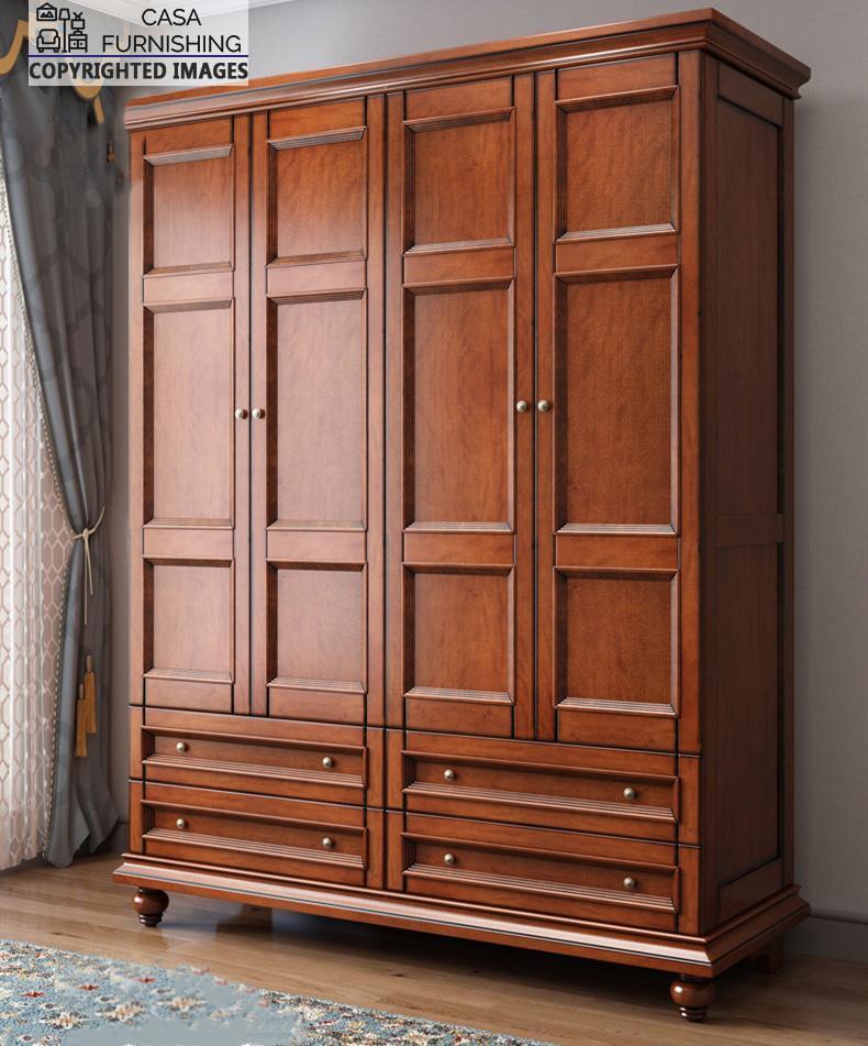 4-door-wardrobe-with-drawers-2-1.jpg Luxury classic solid wood wardrobe with premium paneled doors and four lower drawers styled in an elegant bedroom setting.