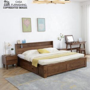 Double Bed Design | Wooden Designer Bed With Sliding Storage