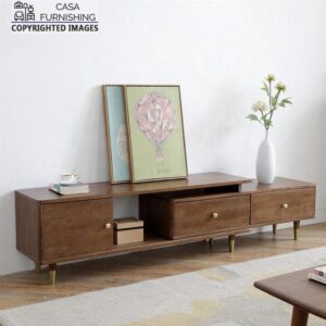 Wooden TV Unit Stand With 2 Drawers