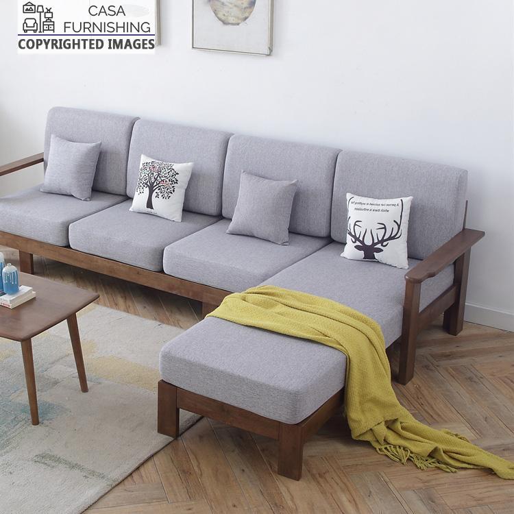 L Type Sofa Simple Wooden Sofa Set in Sheesham Casa Furnishing